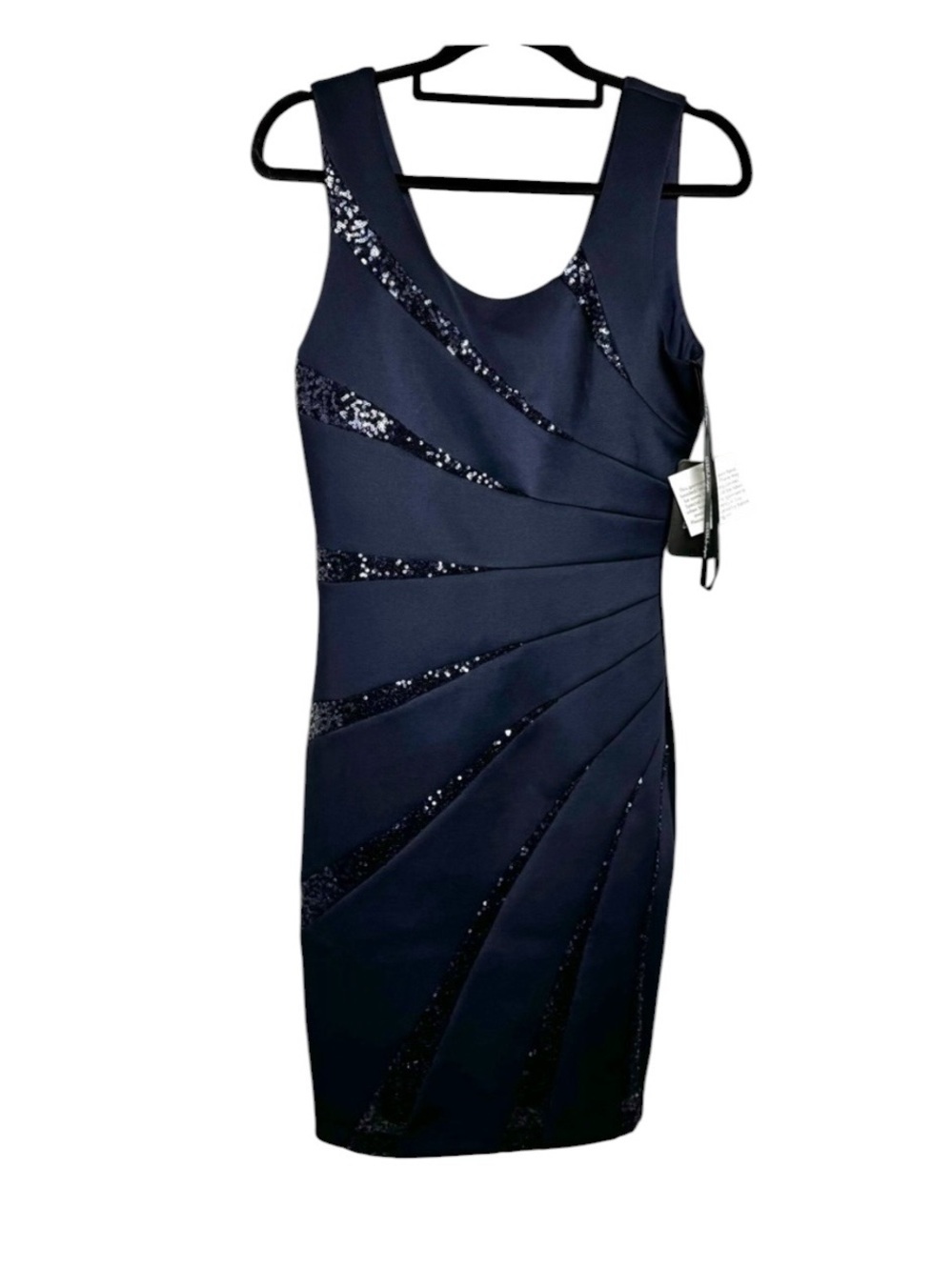 Guess navy blue sequin tiered midi dress new preppy statement size 6 formal